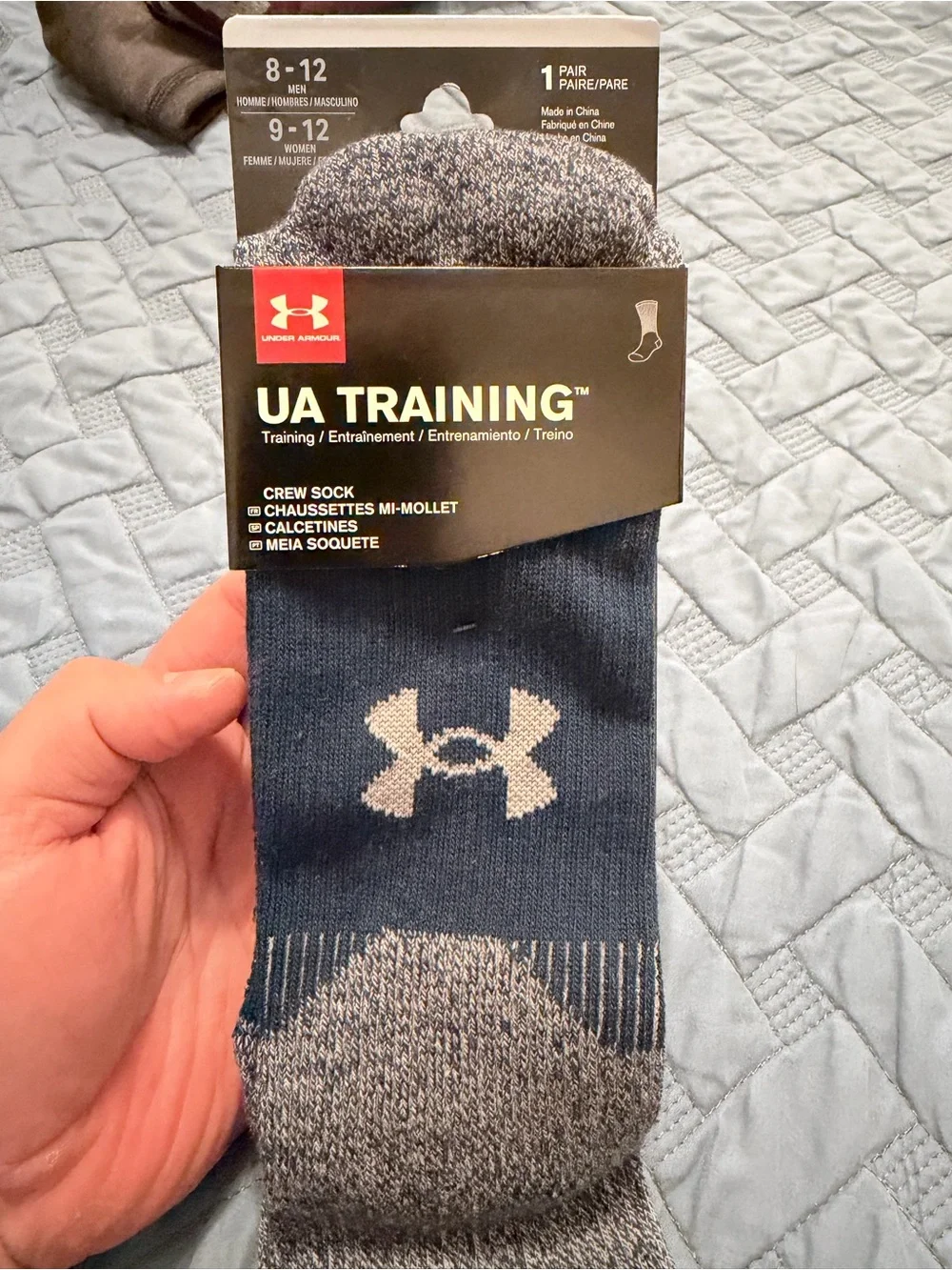 Under Armour UA Training Crew Socks - Navy and Gray